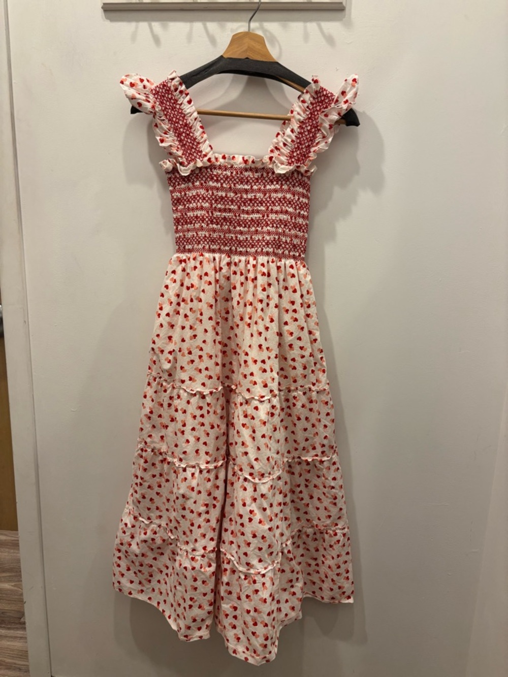 Hill House White Dress with Red Heart Print